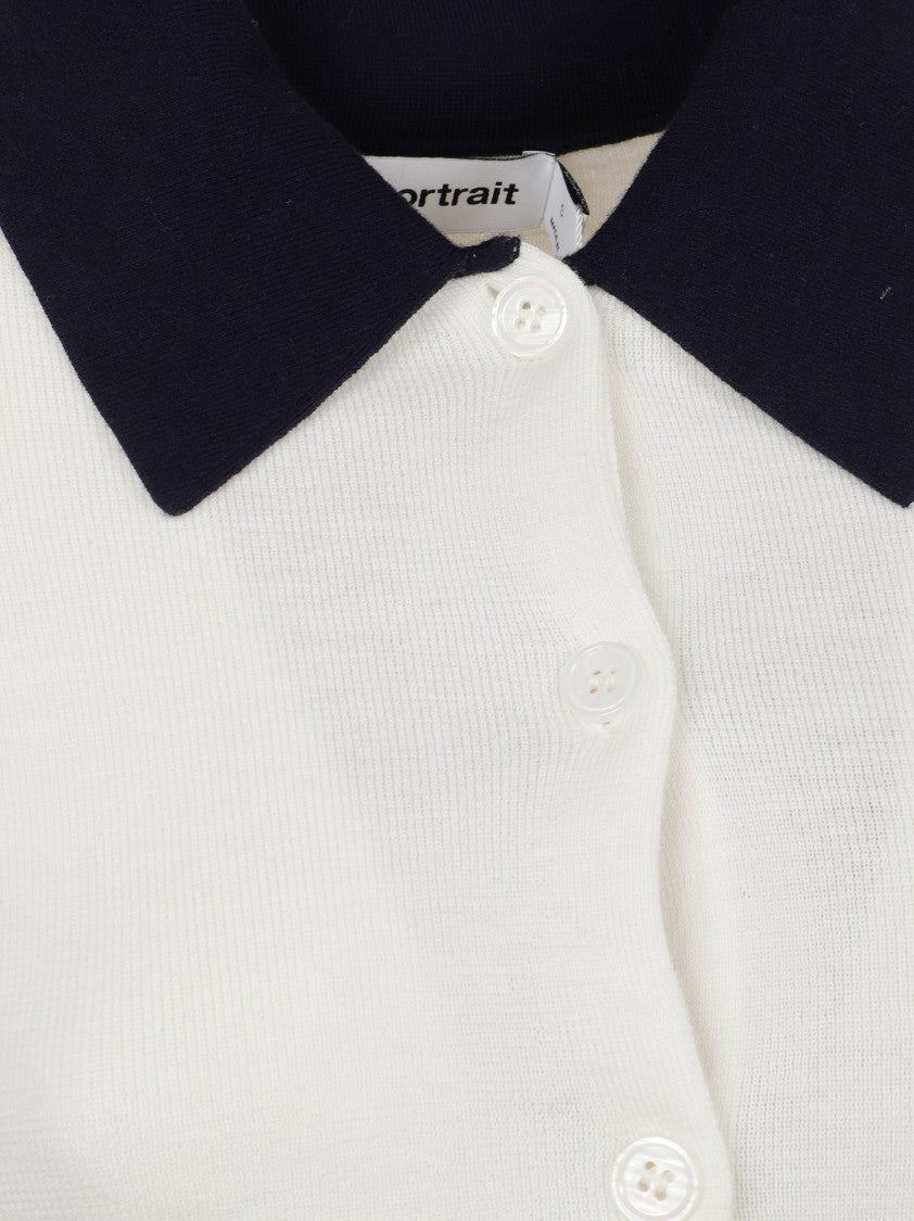 Self-Portrait Fitted Knit Sweater With Button-Down Front