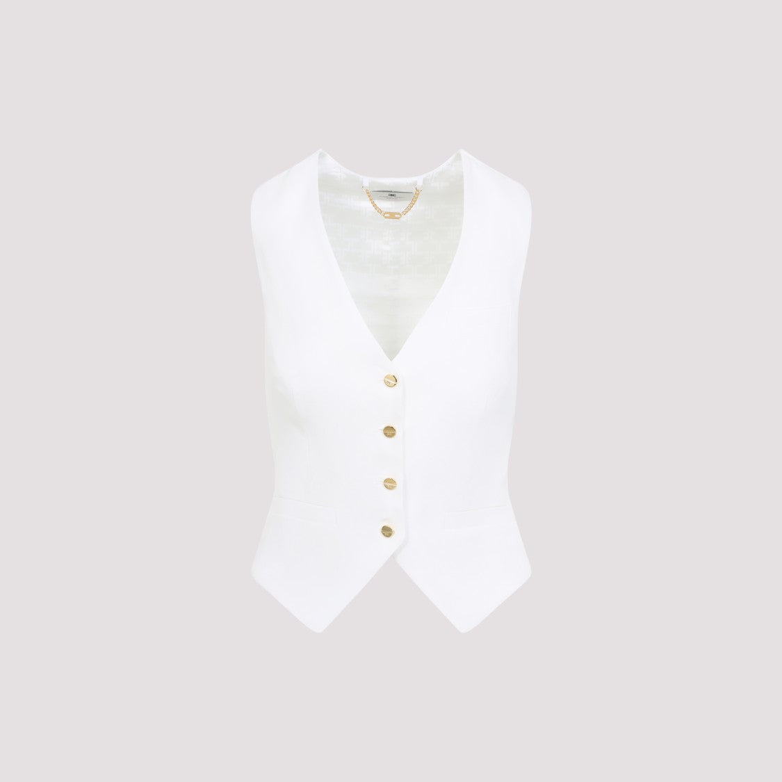 Elisabetta Franchi Linen Blend Waistcoat With Tailored Fit