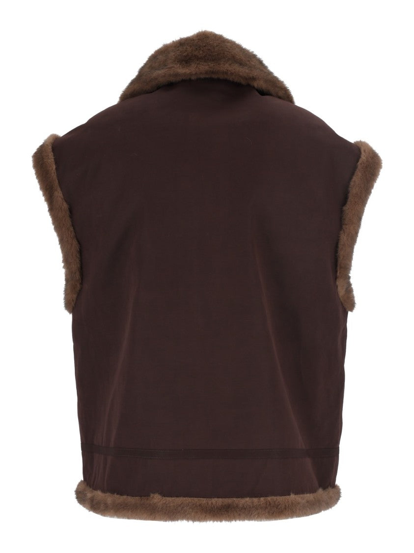 Mc2 Saint Barth Hesketh Dark Brown Faux Shearling Gilet