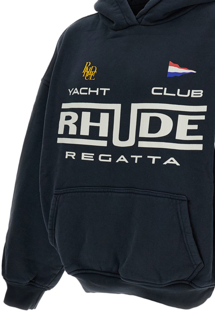 Rhude Dark Blue Cotton Loose Fit Hoodie