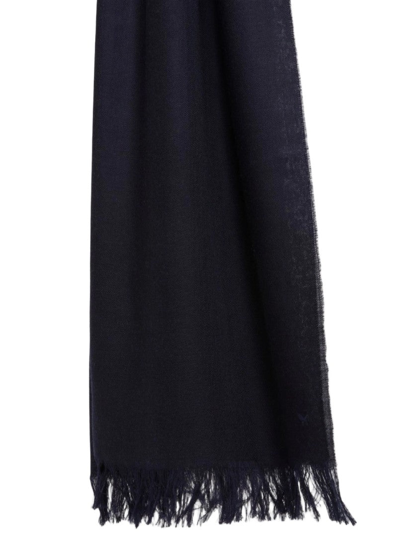 Max Mara Navy Blue Virgin Wool Ken Scarf