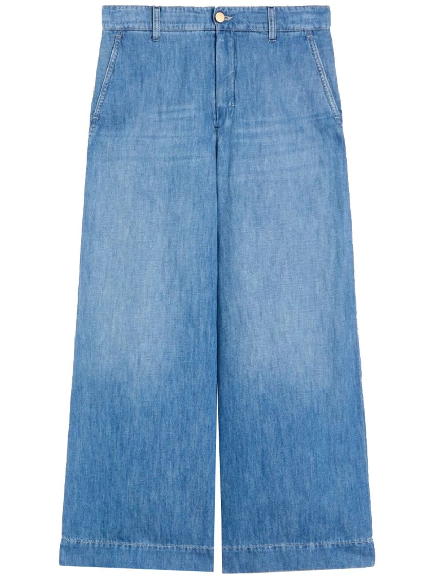 Max Mara Blue Smmastice Wide-Leg High Denim Culottes