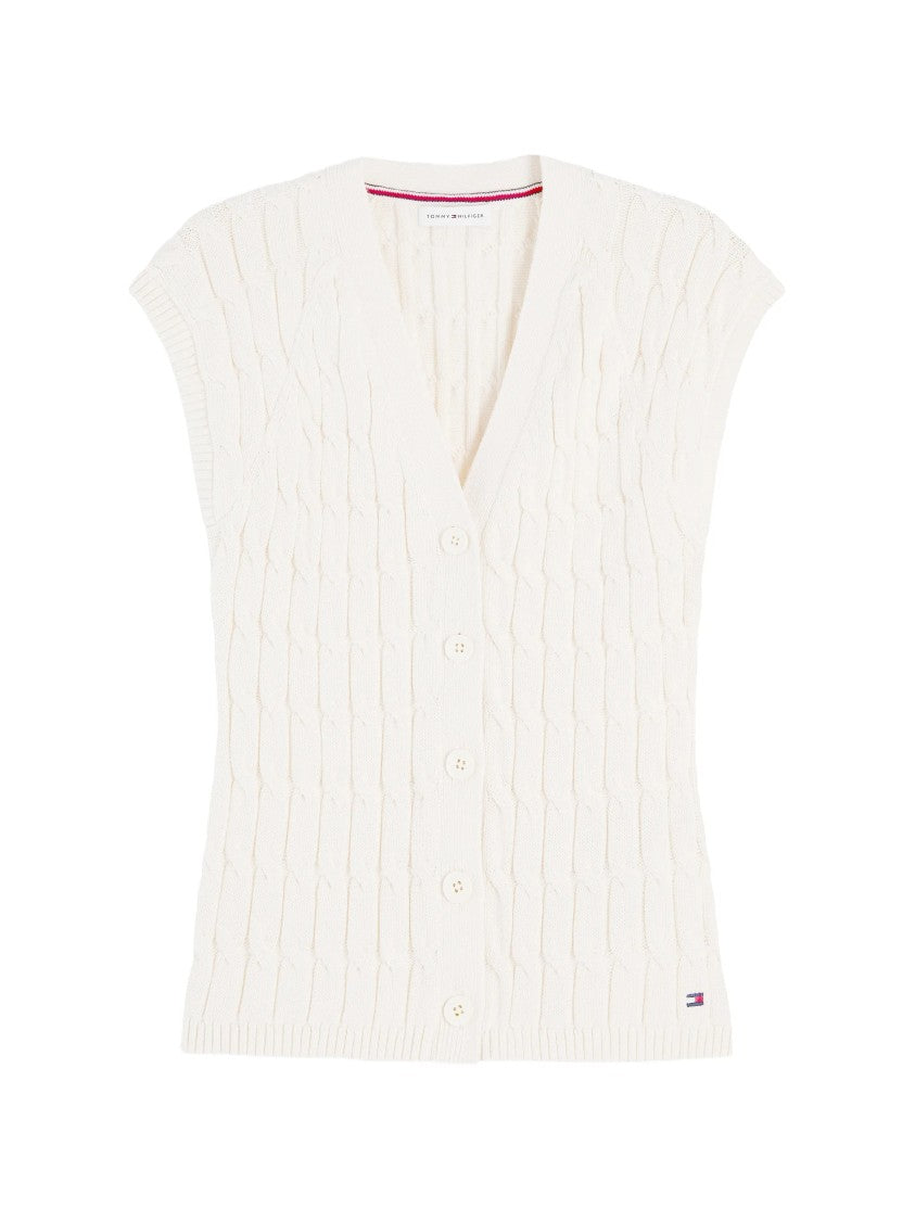Tommy Hilfiger Mid Gg Cable Vest Cropped Gilet