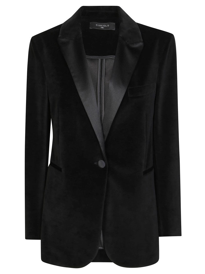 Circolo Velvet Blazer With Satin Lapel And Tailored Fit