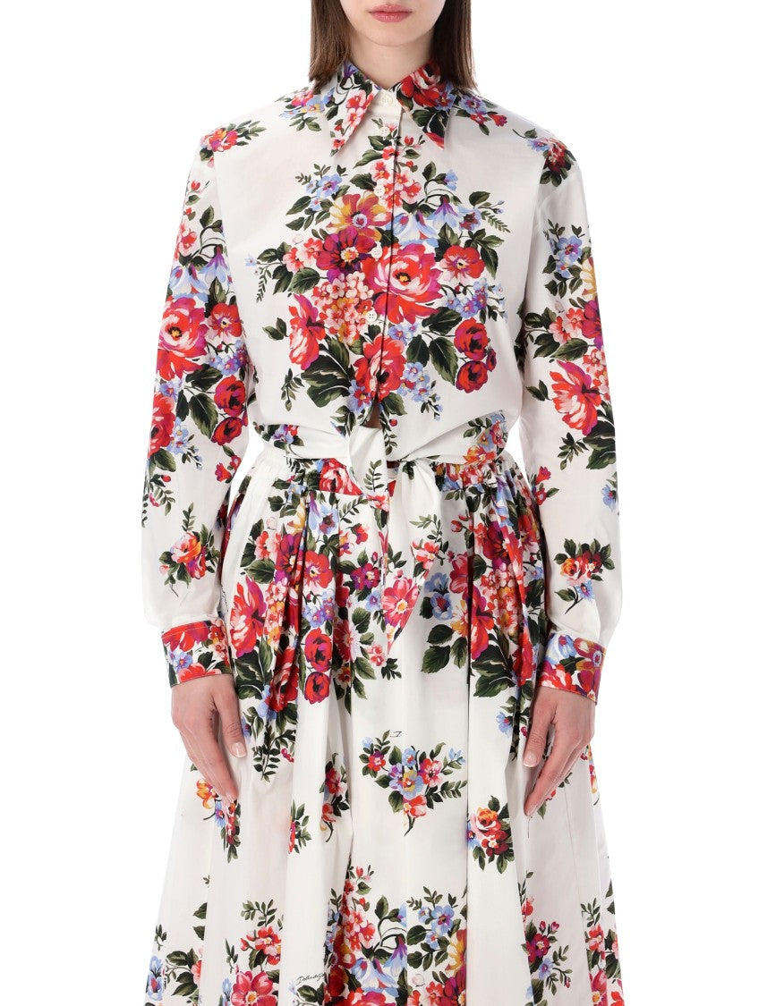 Dolce & Gabbana Floral Print Cotton Knot Shirt