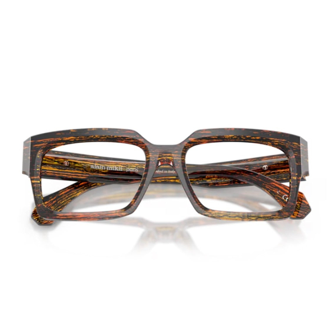 Alain Mikli Havana A03548 Acetate Striped Rectangular Sunglasses