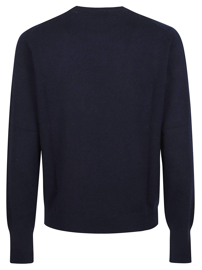 Drumohr Navy Cashmere Round-Neck Sweater