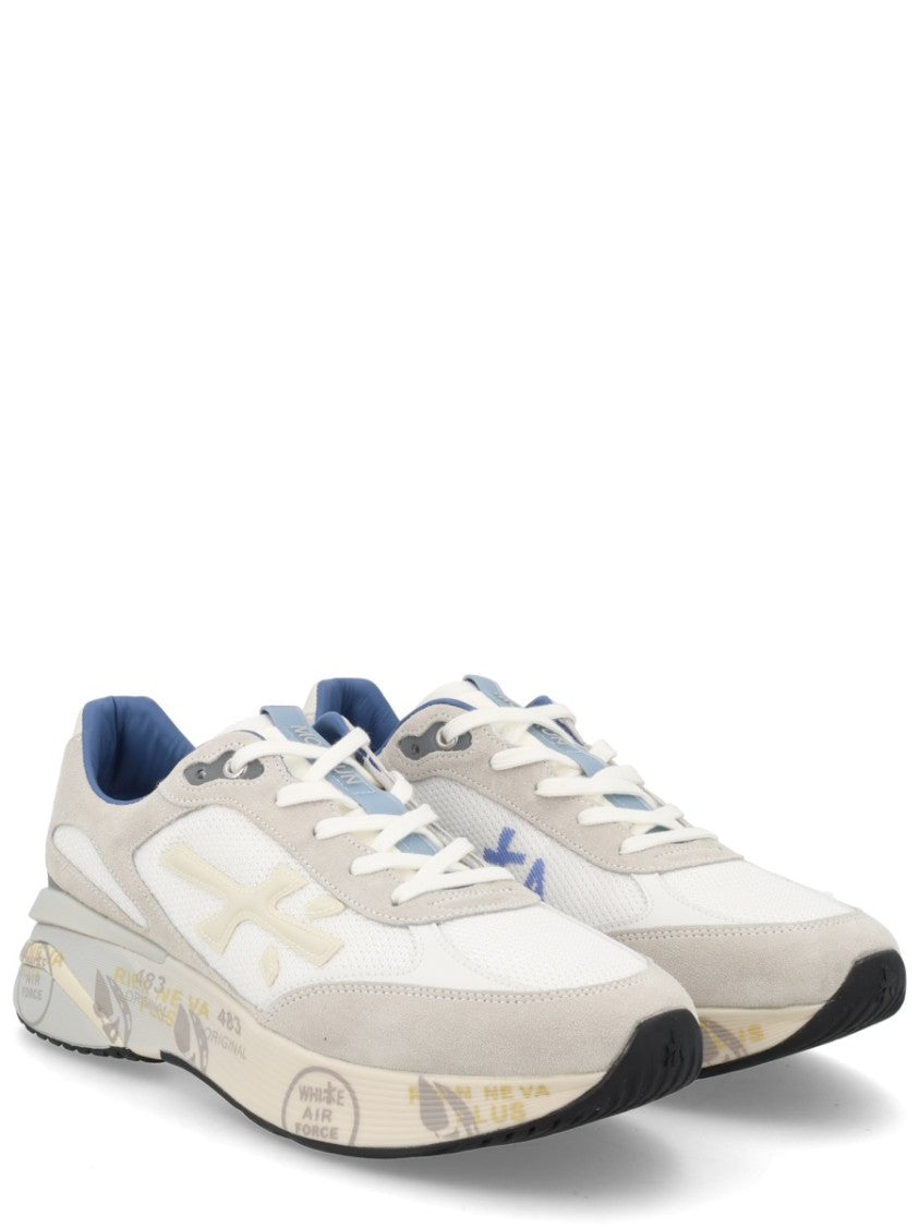 Premiata White Moerun Mesh Calfskin Sneakers