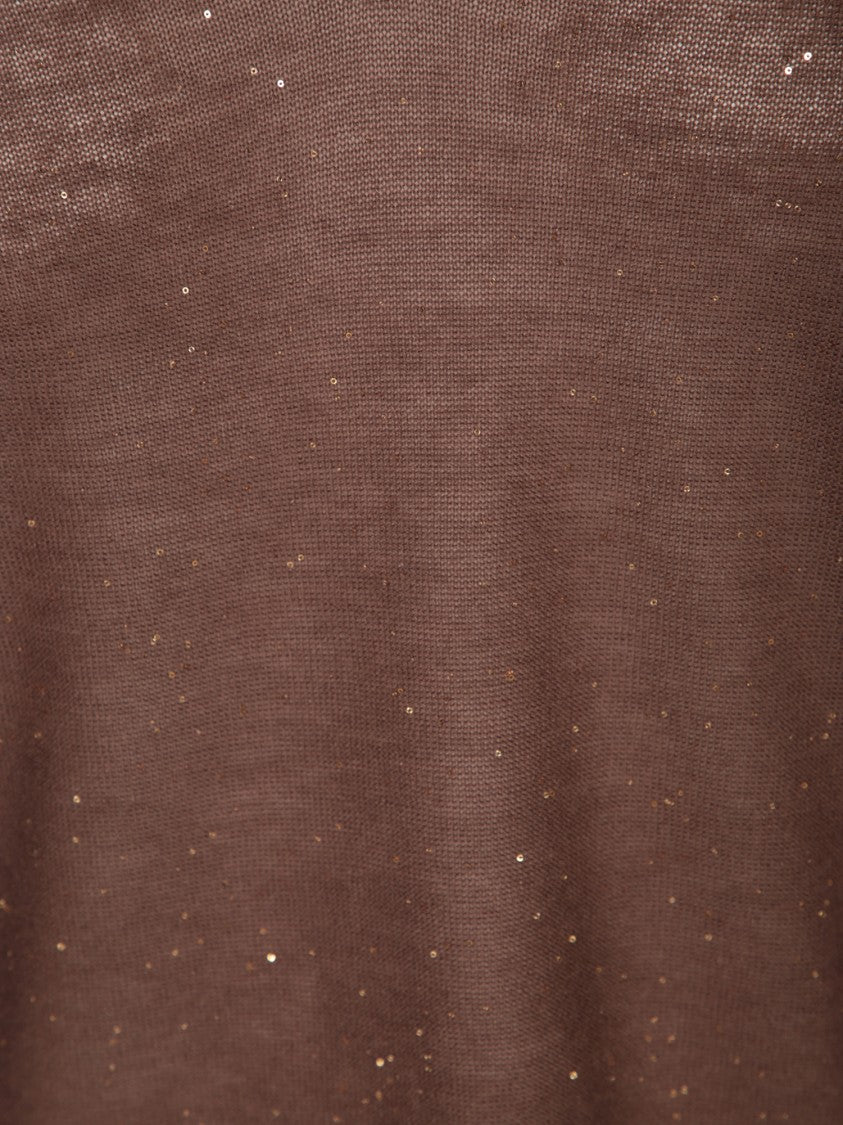 Fabiana Filippi V-Neck Brown Sweater With Relaxed Fit
