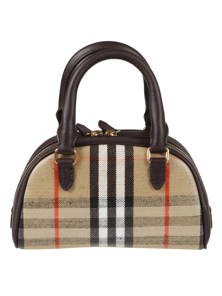 Burberry Small Structured Handbag With Classic Beige Check Pattern