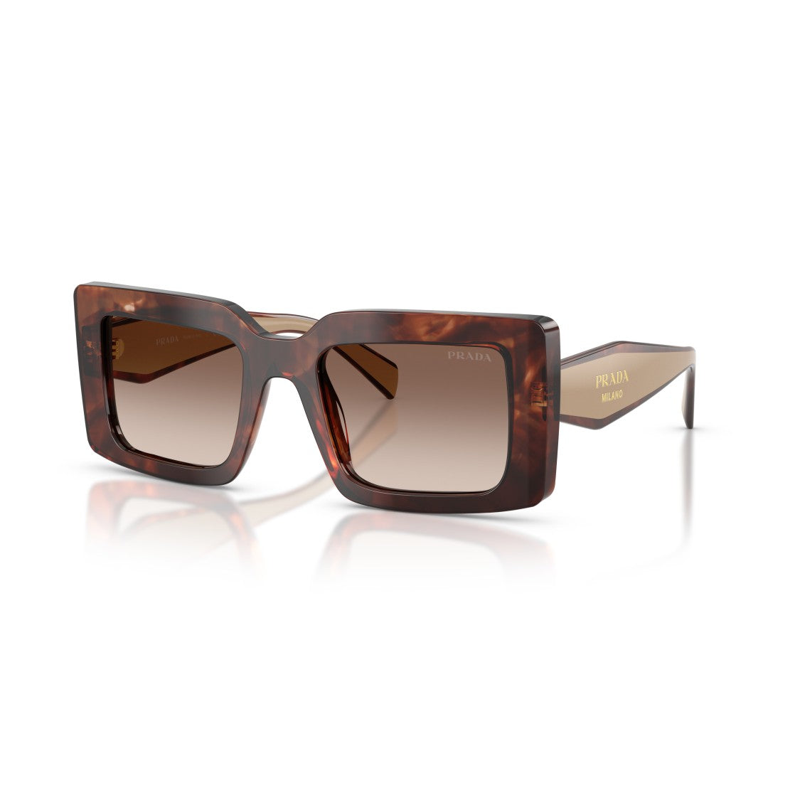 Prada 0Pr D01s Oversized Rectangular Tortoiseshell Sunglasses