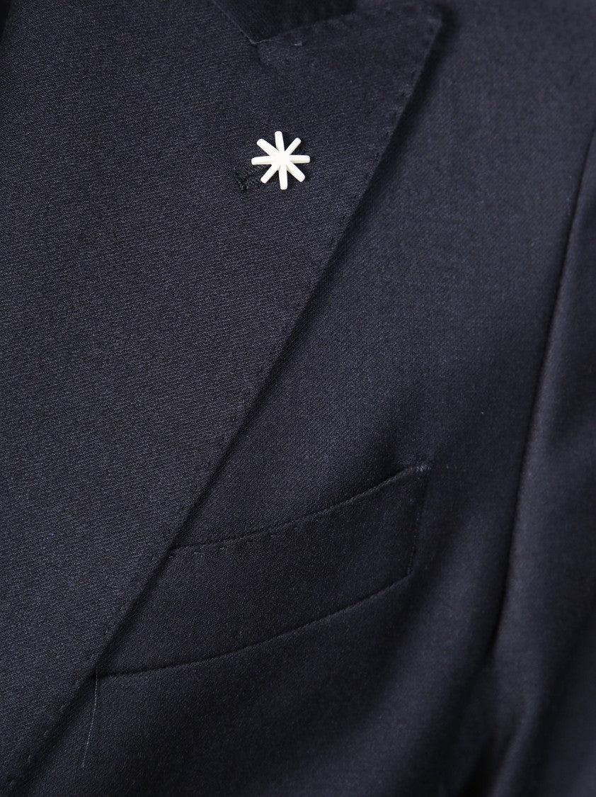 Manuel Ritz Tailored Blue Two-Piece Suit With Structured Blazer And Slim-Fit Trousers