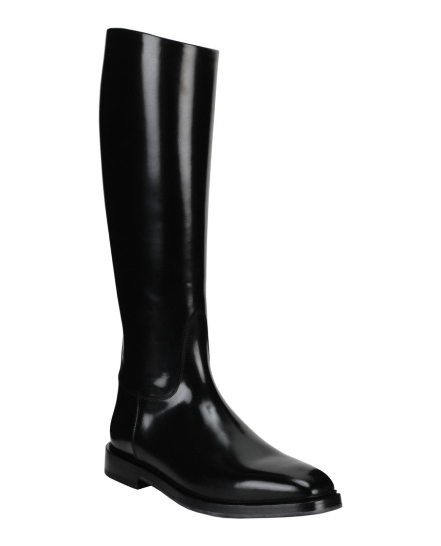 Ferragamo Fluid Leather Riding Boots