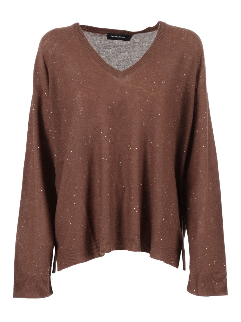 Fabiana Filippi V-Neck Wool Blend Sweater