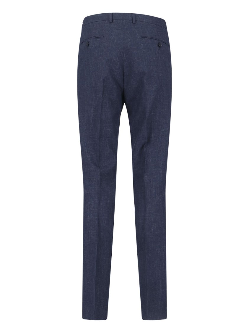 Zegna Navy Single-Breasted Wool-Linen Tailored Suit