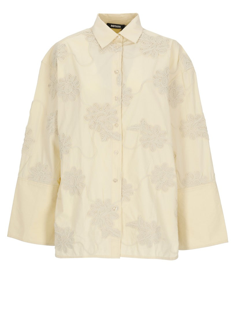 Rotate Ivory Flower Floral Embossed Shirt