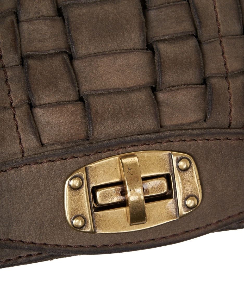 Campomaggi Vintage Woven Leather Shoulder Bag With Adjustable Strap