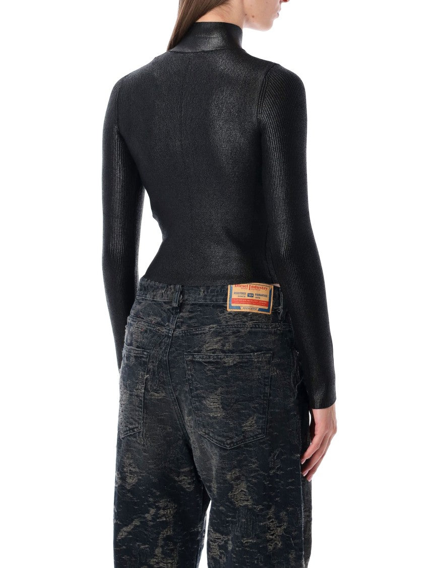 Diesel M-Valari-Tn Iridescent Black Ribbed Turtleneck