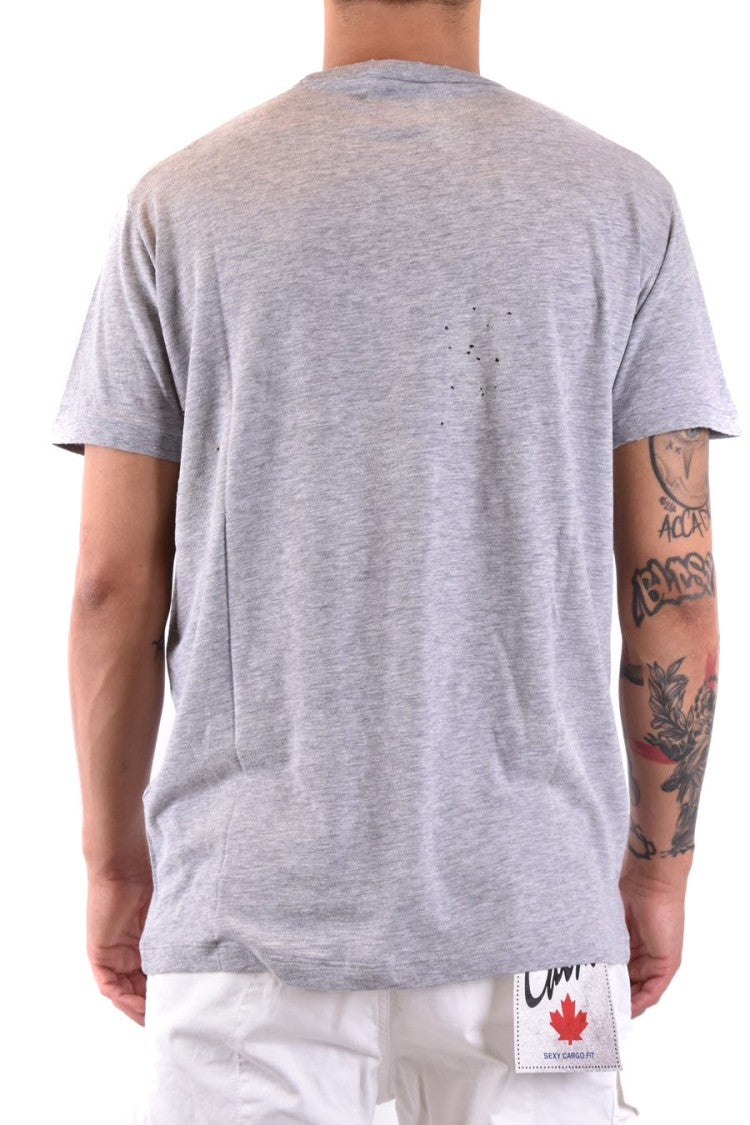 Dsquared2 Grey Cotton Graphic-Print T-Shirt