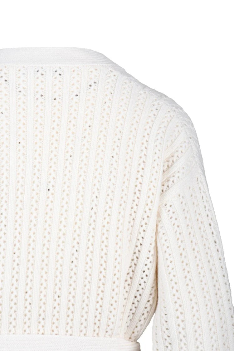 Max Mara Long Cardigan In Wool And Cashmere - White