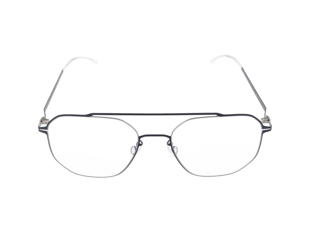 Mykita Silver Navy Double Bridge Geometric Eyeglasses