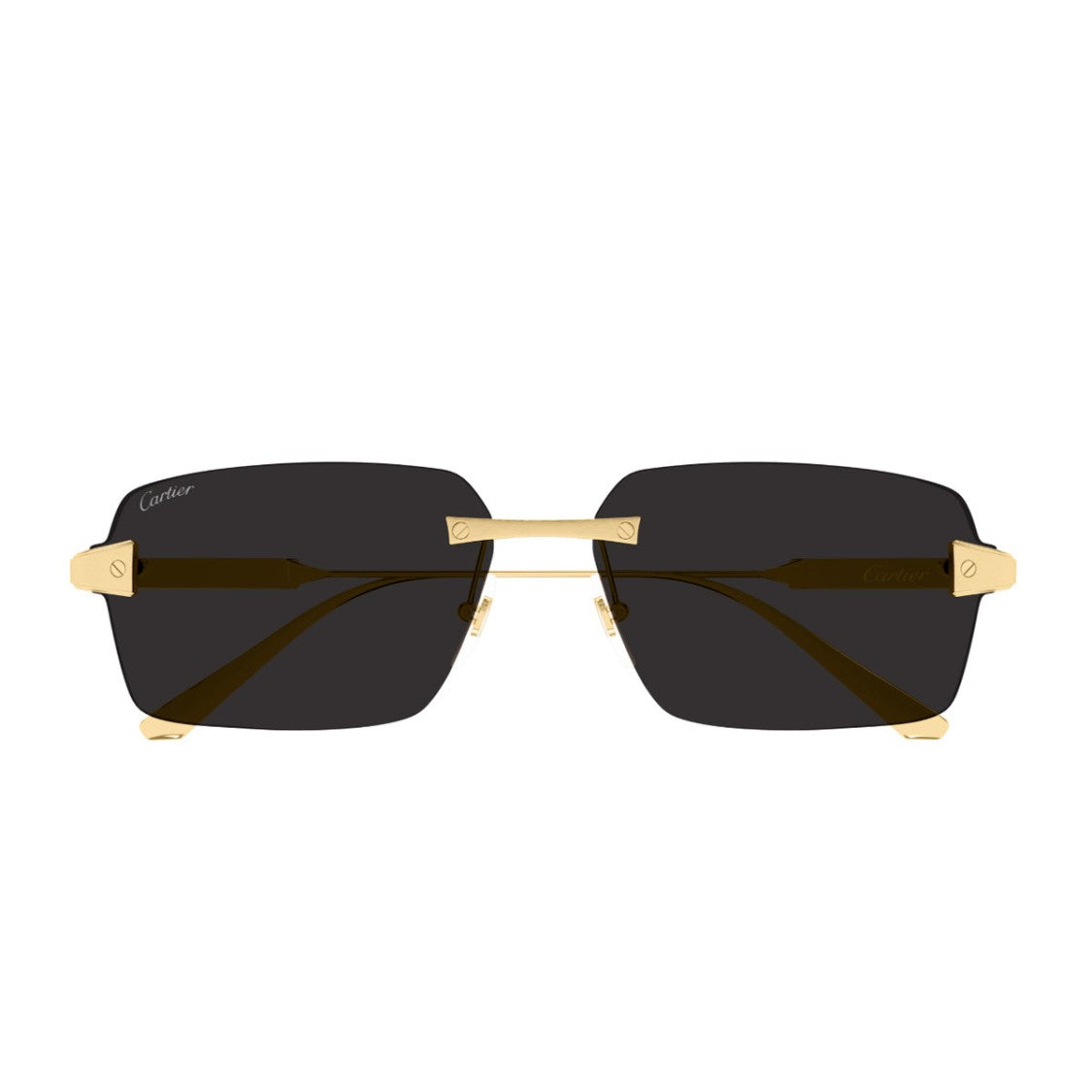 Cartier Gold Grey Titanium Rimless Sunglasses