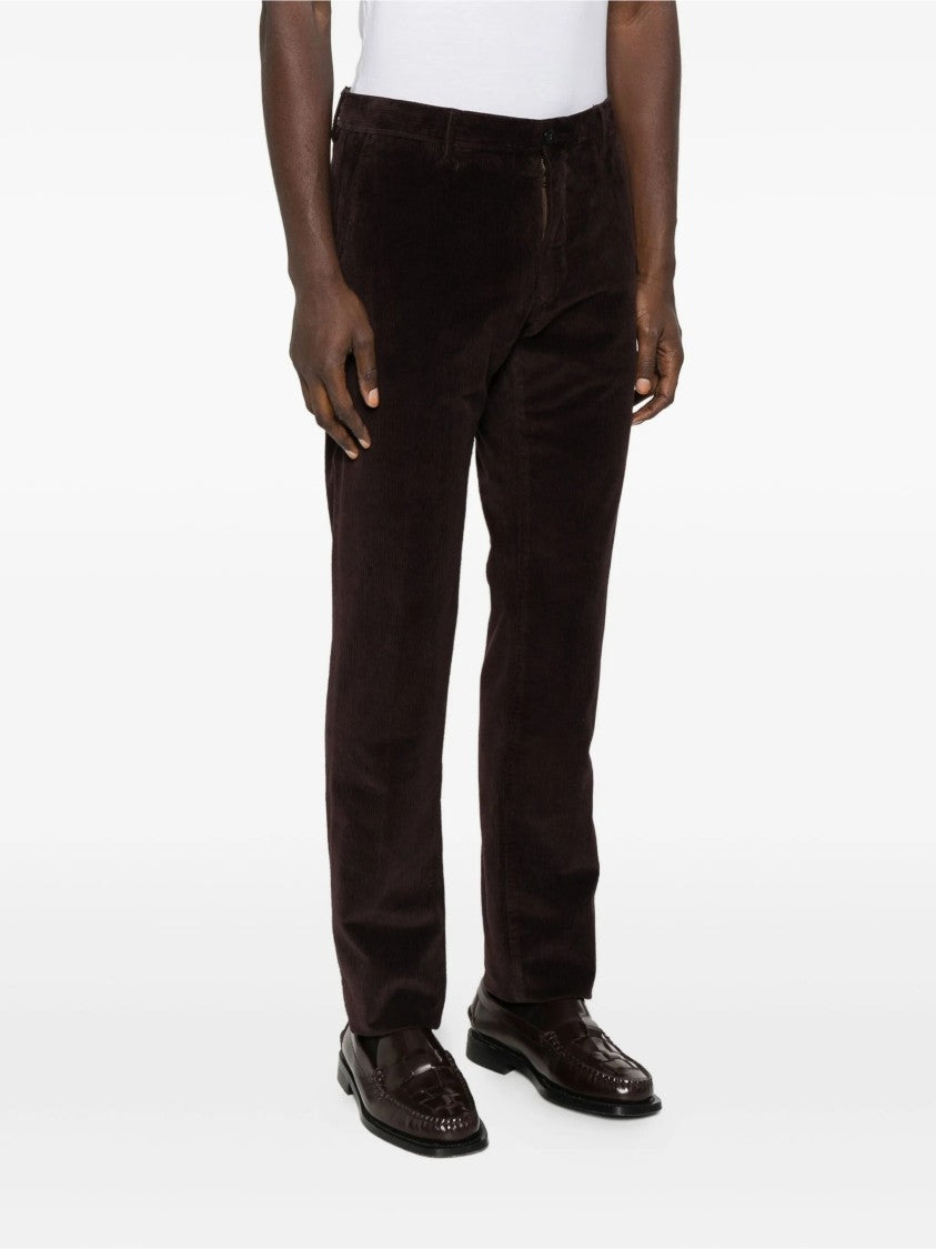 Incotex Straight-Leg Dark Brown Corduroy Trousers With Classic Fit
