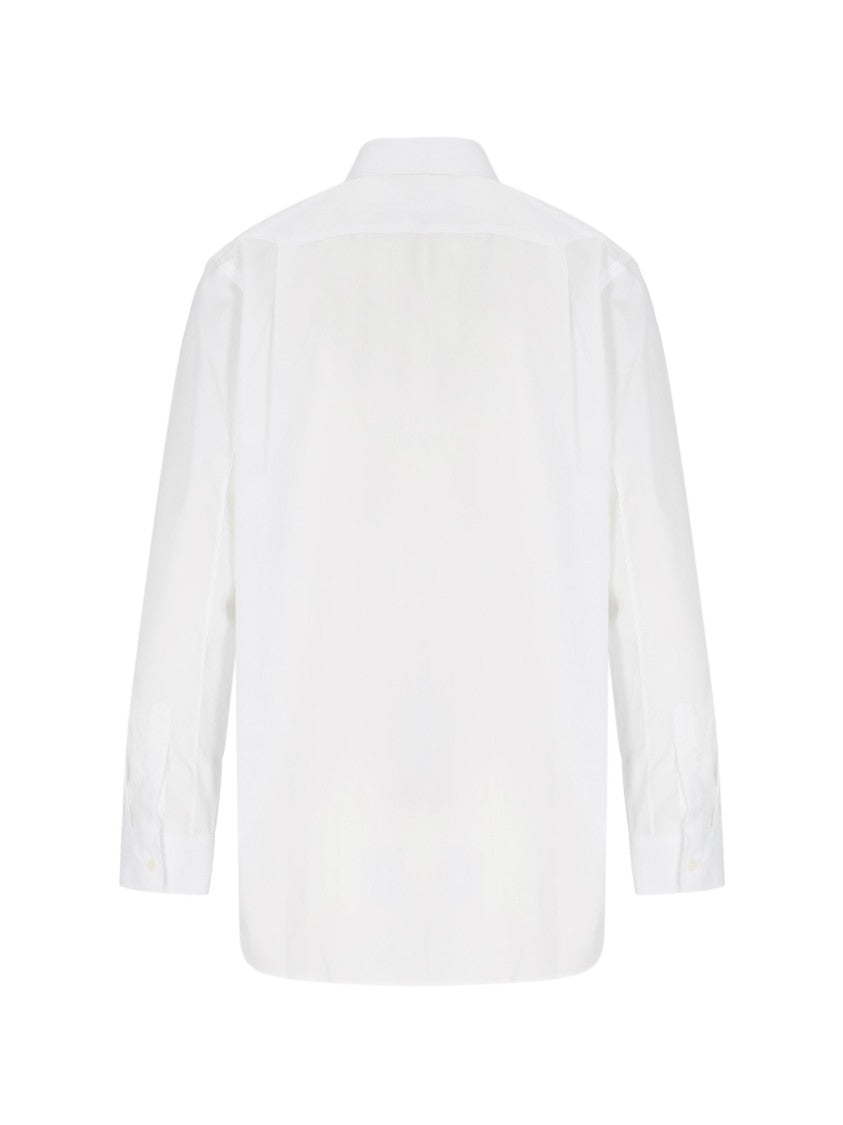 Comme Des Garçons White Heart Patch Button-Down Cotton Shirt