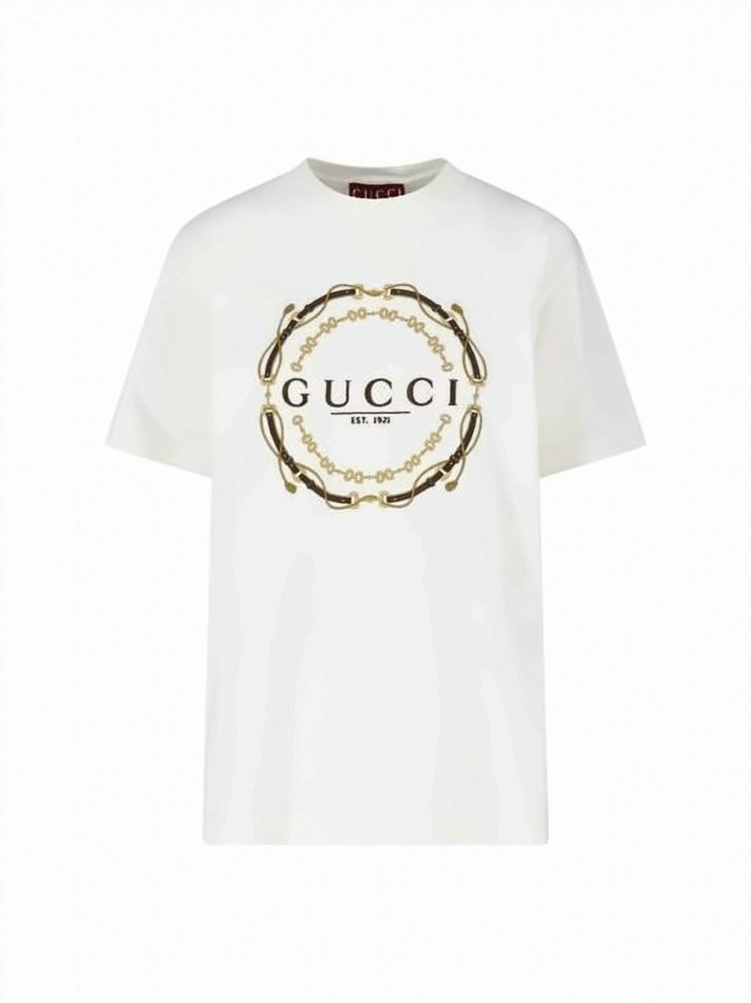 Gucci White Italian Craftsmanship Circular Motif T-Shirt