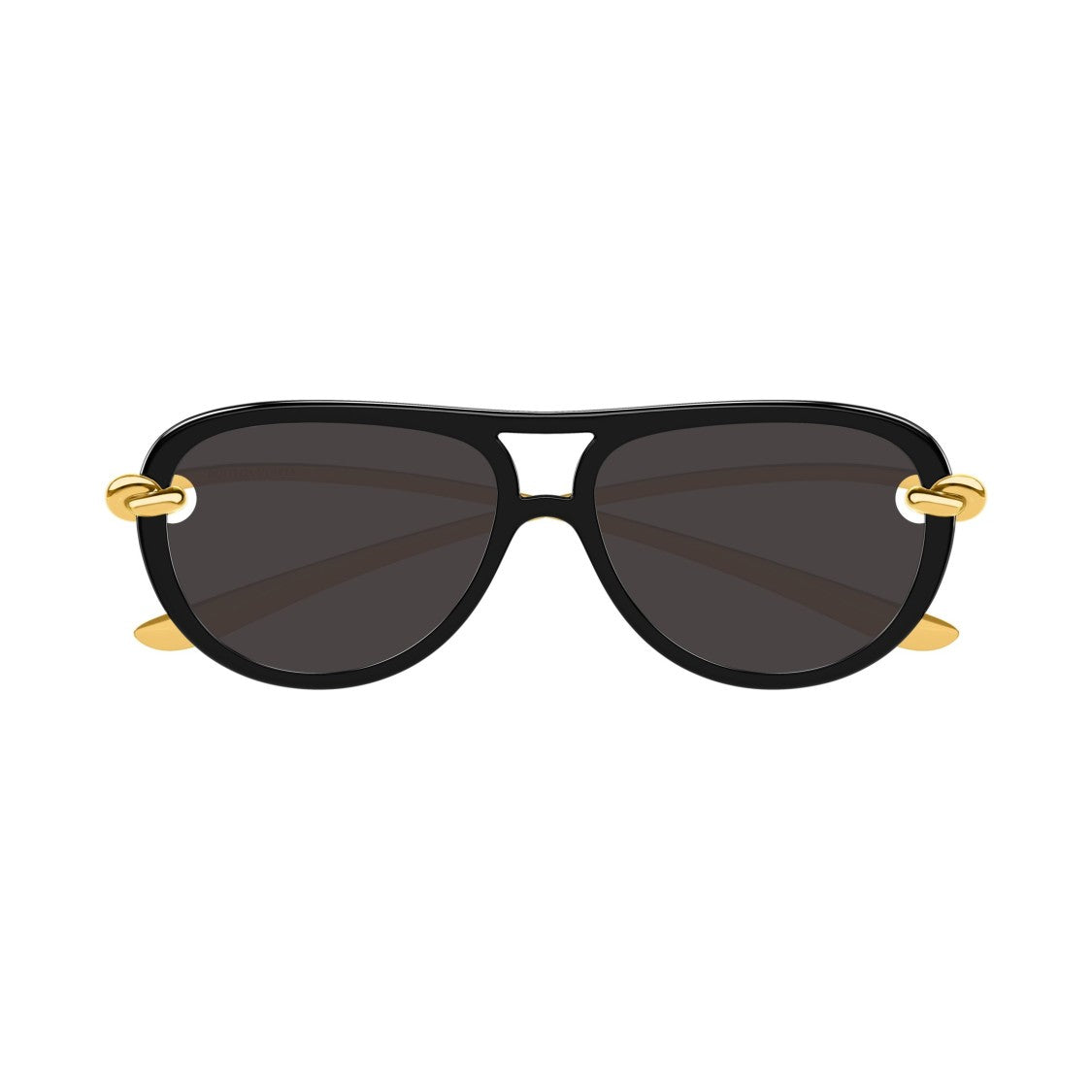 Bottega Veneta Bold Black Frame Sunglasses With Gold-Toned Knot Detail