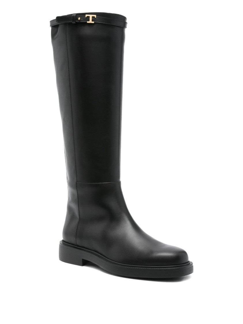 Tod's Knee-High Ankle Boots With Polished Leather Finish