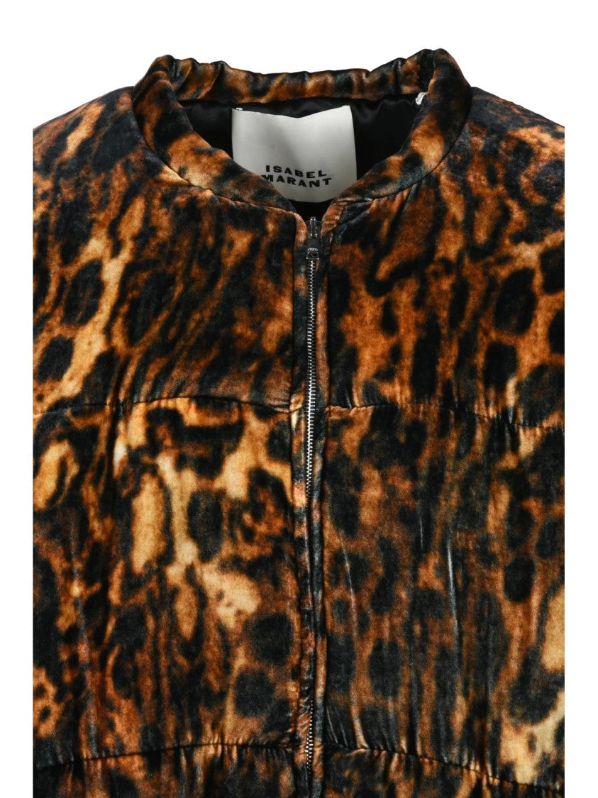 Isabel Marant Brown Viscose-Blend Animal Down Jacket