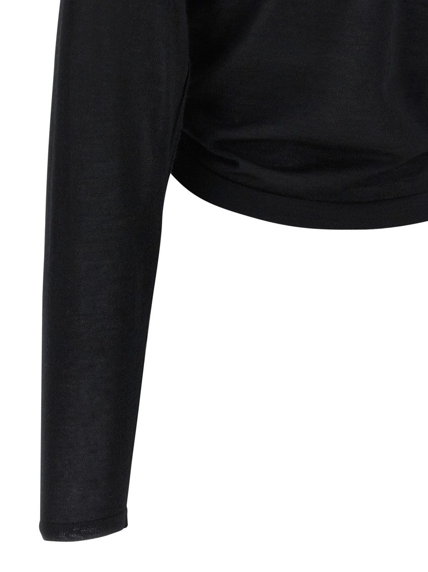 Dolce & Gabbana Asymmetric Black Cashmere Cardigan With Long Sleeves