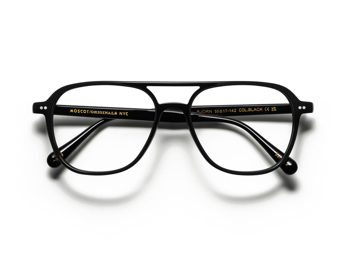Moscot Or-Bjo-O Double Bridge Aviator Black Acetate Sunglasses