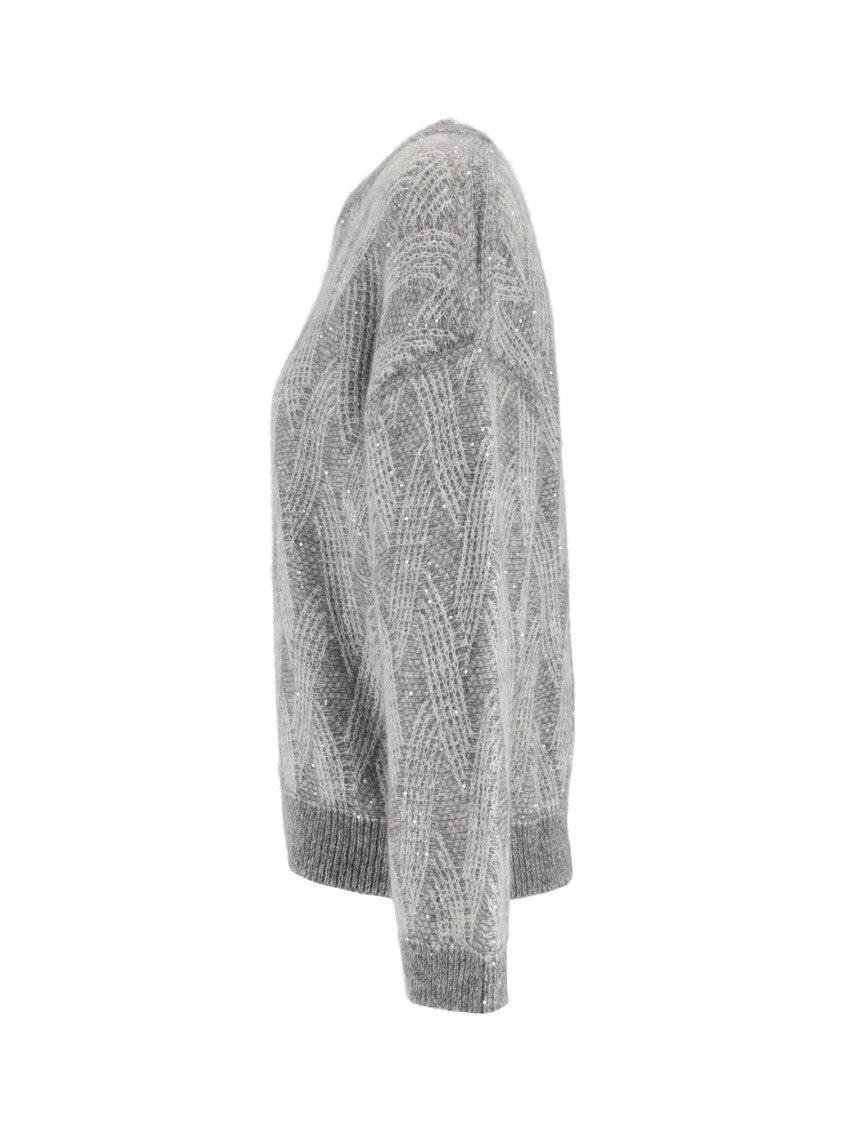 Peserico Textured Cable Knit Dropped Shoulders Sweater