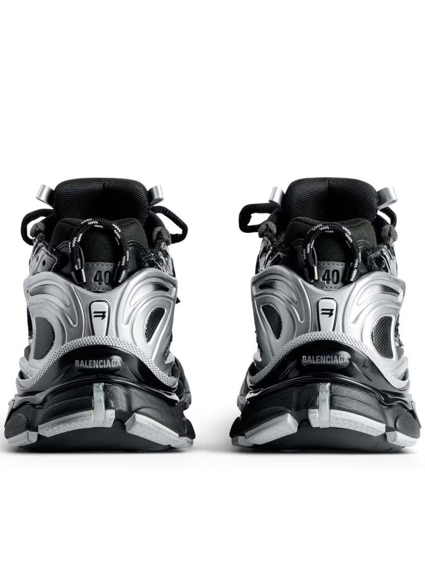 Balenciaga Black/Silver Runner Mesh Chunky Sneakers