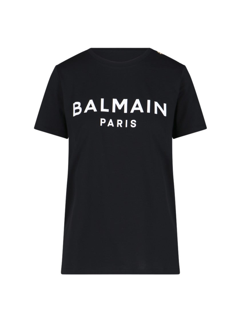 Balmain Logo Button T-Shirt – Black