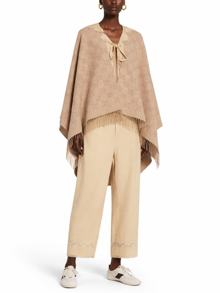 Gucci Gg Monogram Fringed Cashmere Cape