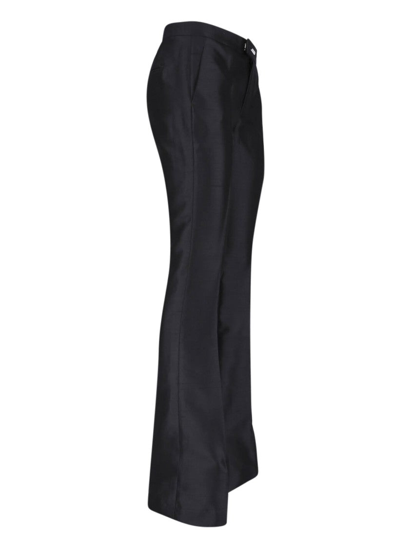 Dondup Black Silk Shantung Mid Rise Pants