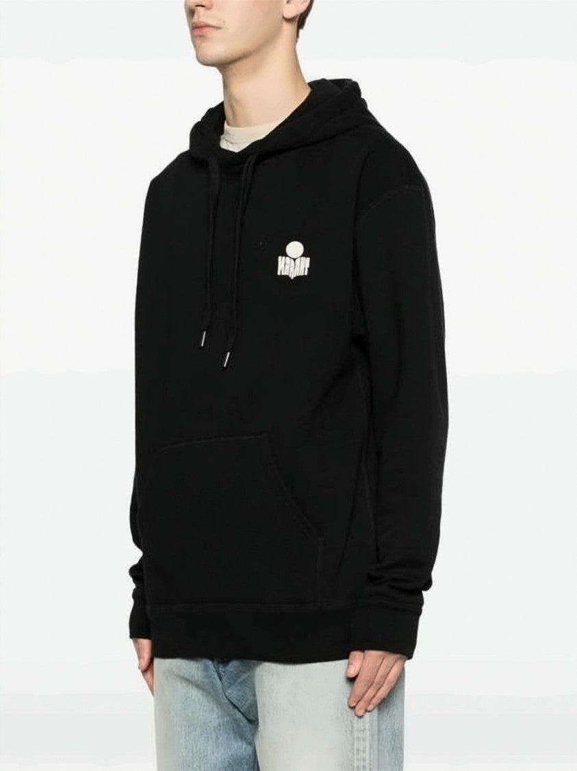 Isabel Marant Relaxed Fit Black Hoodie With Adjustable Drawstring And Contrasting Logo