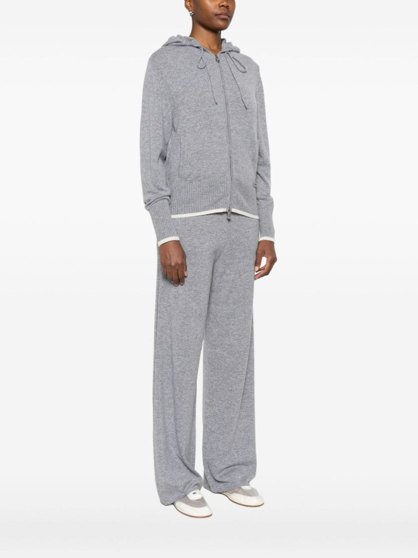 Pinko Soft Knit Zip-Up Sweater With Drawstring Hood