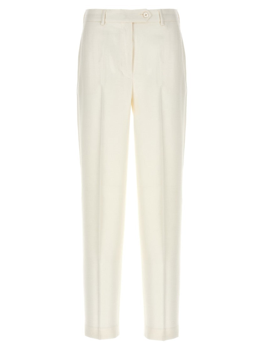 Kiton Tailored Viscose Cigarette Pants With Button Closure