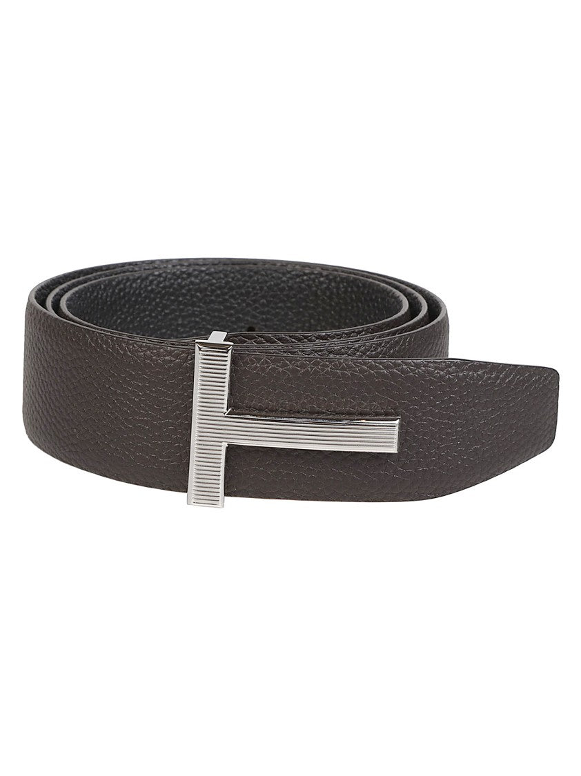 Tom Ford Textured Calf Leather T-Buckle Belt