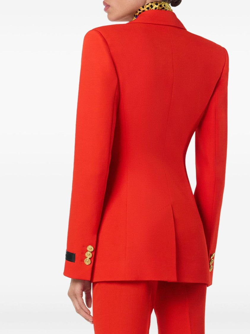 Versace Tailored Red Jacket With Gold-Tone Accents