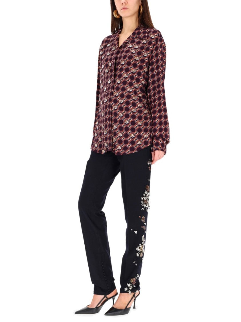 Dries Van Noten Pandoris Floral Embellished Slim Straight-Leg Wool Pants