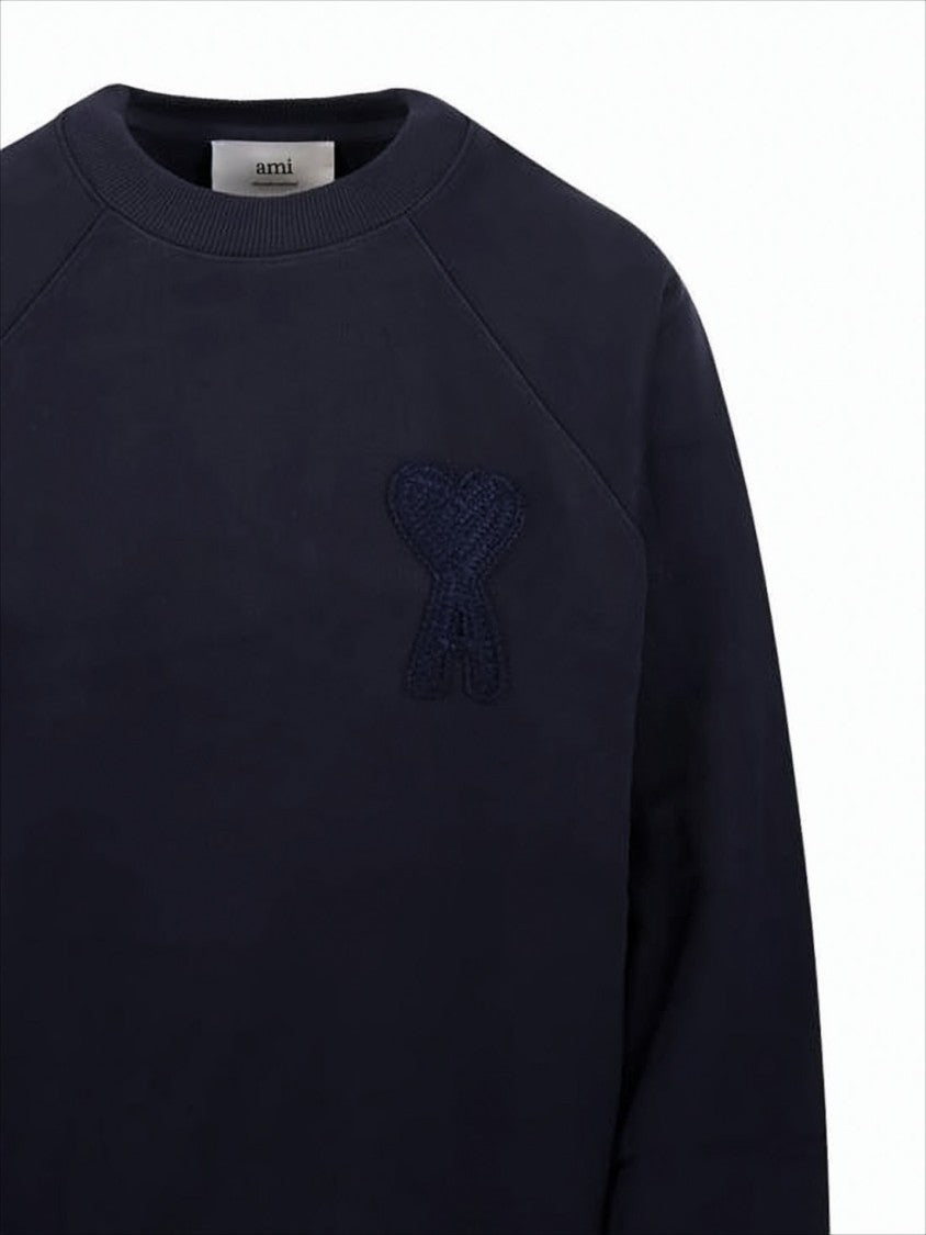 Ami Relaxed-Fit Long-Sleeve Cotton Sweatshirt With Embroidered Logo