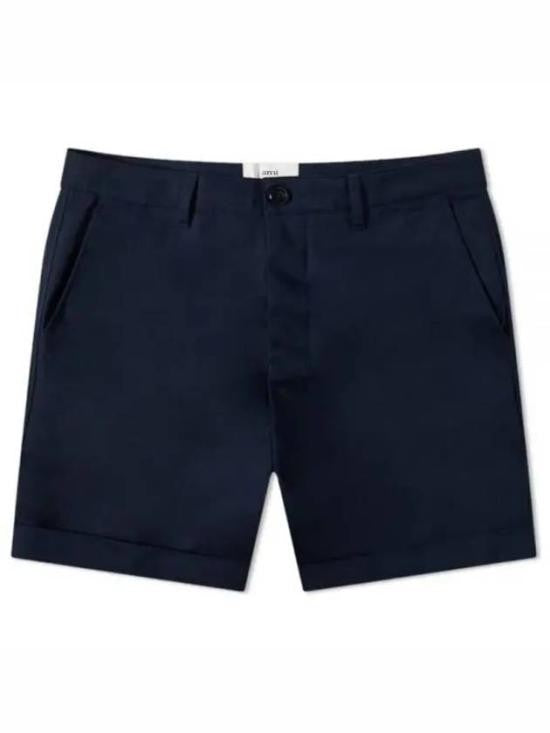 Ami Paris Tailored Blue Cotton Shorts With Minimalist Design