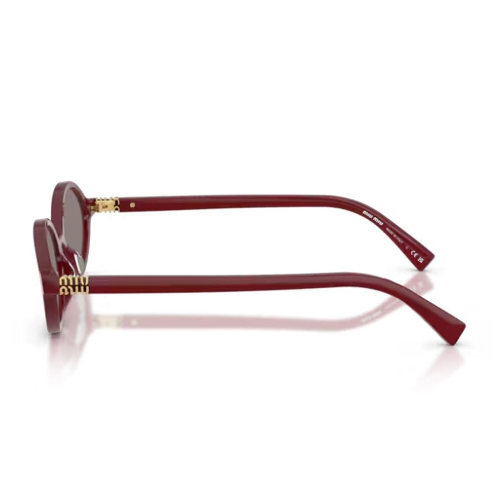 Miu Miu Compact Oval Sunglasses In Glossy Burgundy Acetate