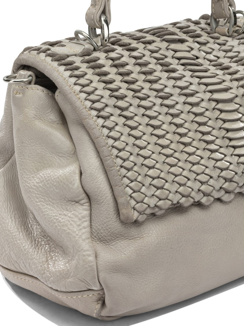 Giancarlo Nevola Woven Flap Detail Leather Handbag With Versatile Carrying Options