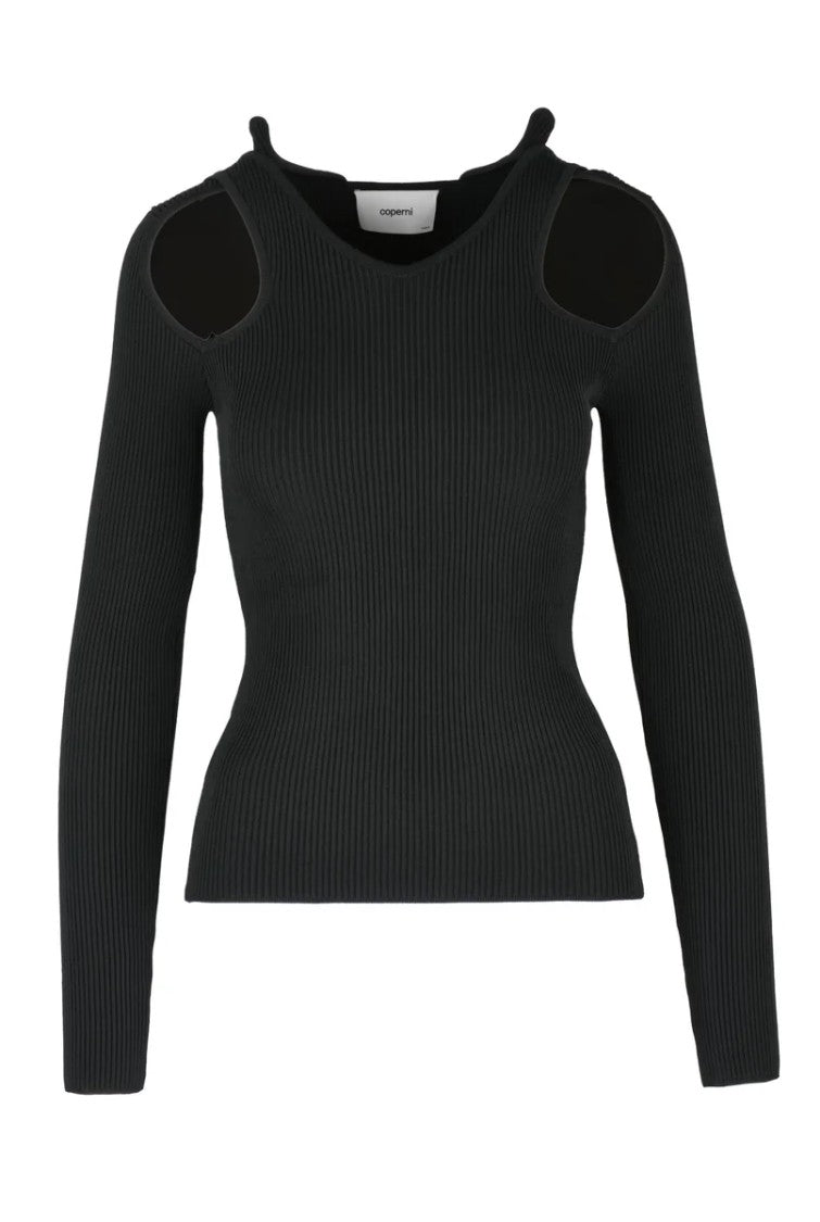 Coperni Ribbed Knit Top - Black